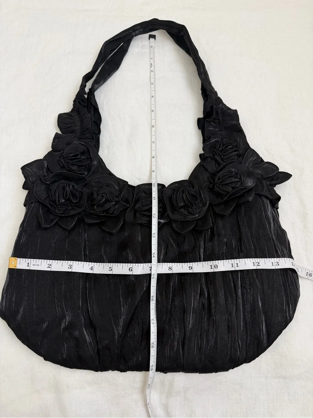 VTG Y2K Black Stain Rosette Hobo Bag